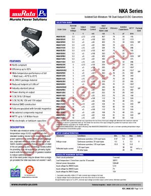 NKA0505SEC datasheet  